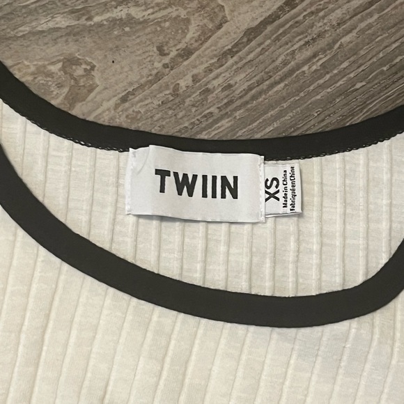 Boob Window White Trimmed Crop Top - Picture 2 of 6